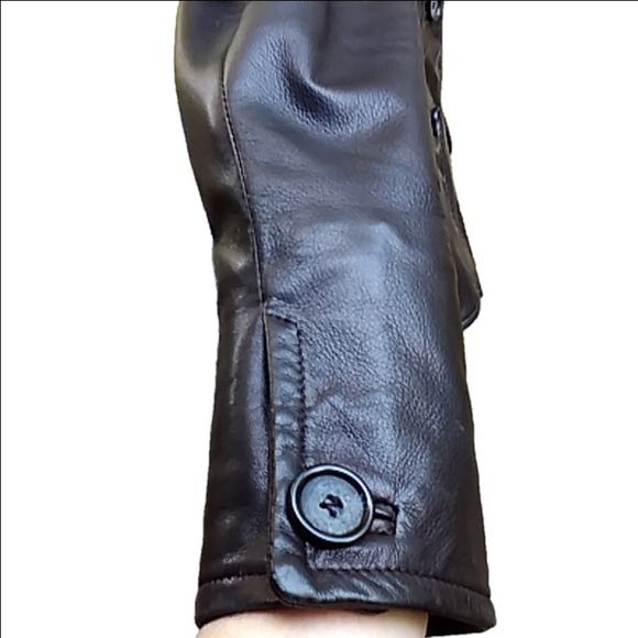 Vtg DANIER Genuine Leather Black Button Up Women's Tailored Jacket Size S - Picture 5 of 16